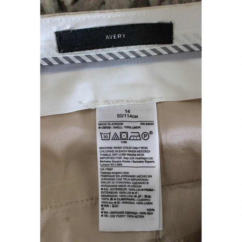 Banana Republic Pants Womens 14 Ivory 100%‎ Linen Straight Leg Trousers Avery